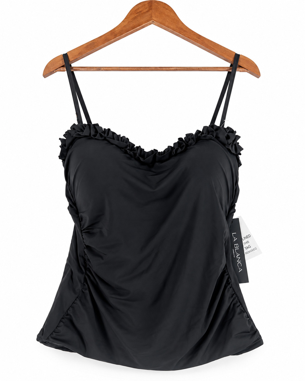 La Blanca Island Goddess Ruffled Bandeau Tankini Size 16 Women's Swimsuit Top